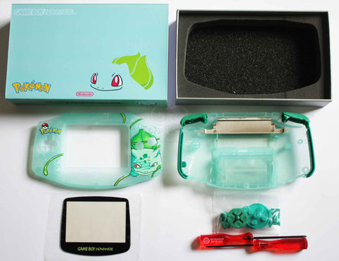 Game Boy Advance (GBA) Complete Housing Shell Kit & Presentation Box *IPS Ready* - Bulbasaur