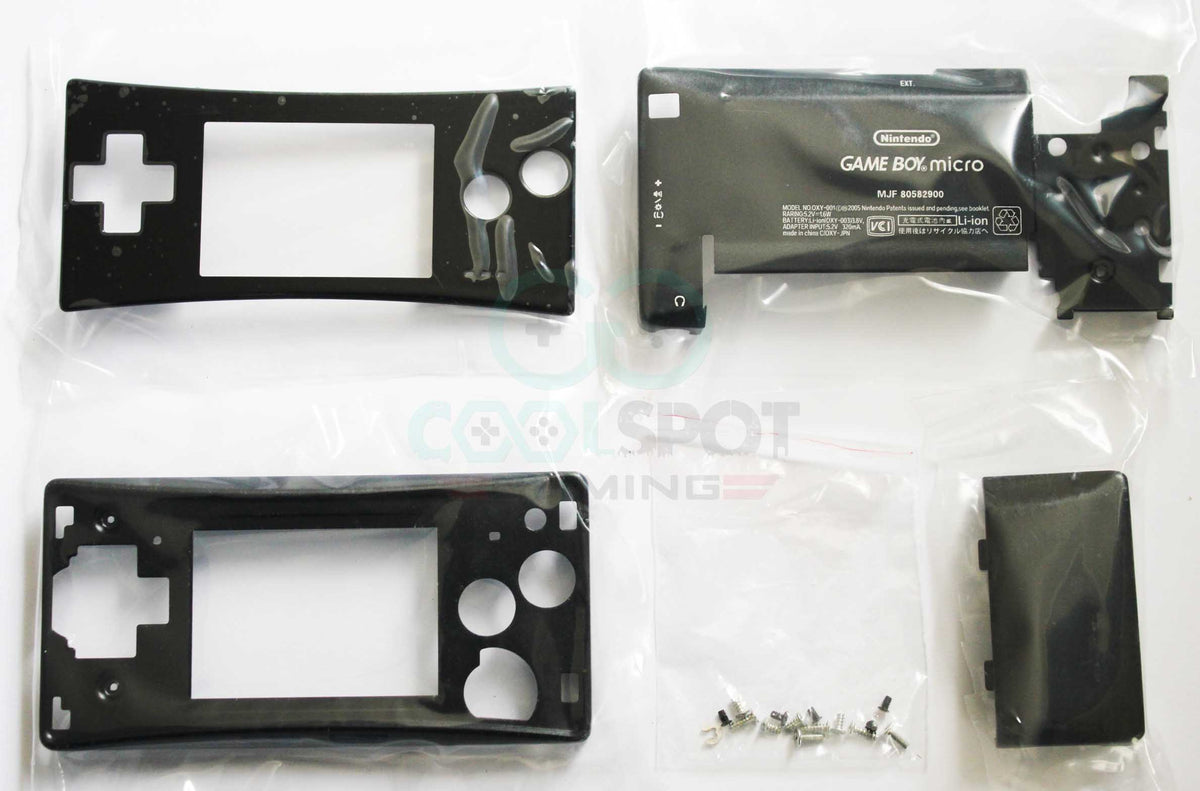 Game Boy Micro Complete Replacement Housing Kit Black Cool Spot Gaming