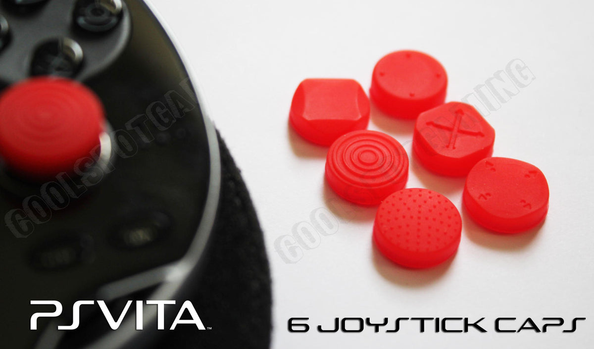 PS Vita 1000/2000 Textured Analog Joystick Caps Set of 6 Red Cool