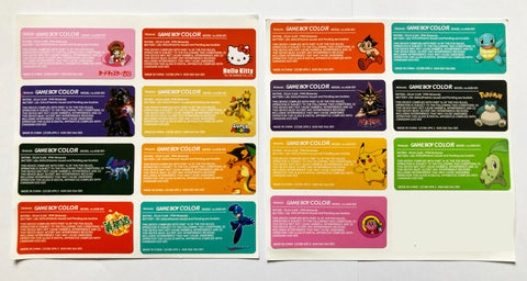 Game Boy Colour Custom Back Stickers