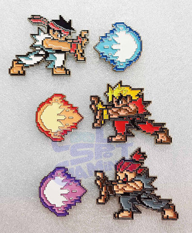 Street Fighter Pixel Pin Badge (2 Piece Set)