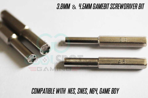 3.8mm & 4.5mm Gamebit Screwdriver bits (One Pair) for NES, SNES, N64, Game Boy