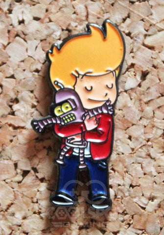 Futurama Fry with Plush Bender Pin Badge