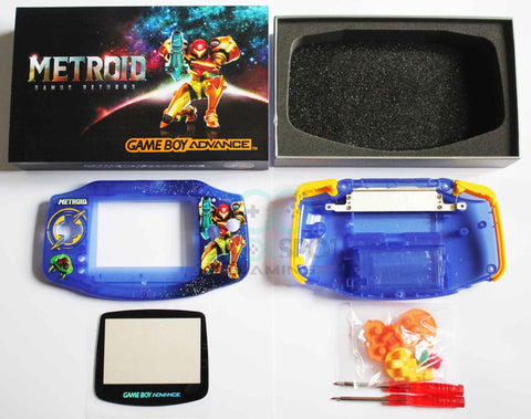 Game Boy Advance (GBA) Complete Housing Shell Kit & Presentation Box *IPS Ready* - Metroid