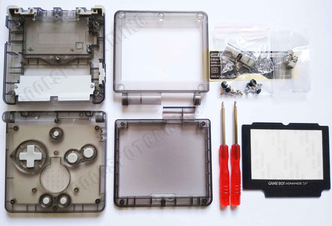 Game Boy Advance SP (GBA SP) Replacement Housing Shell Kit - Clear Black