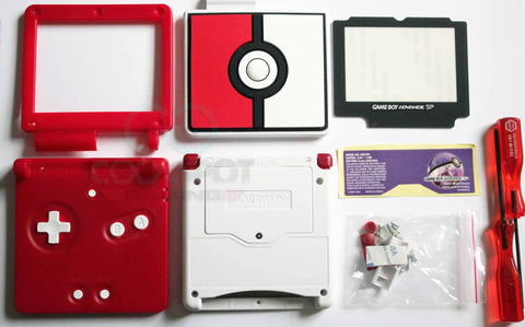 Game Boy Advance SP (GBA SP) Replacement Housing Shell Kit - Pokeball