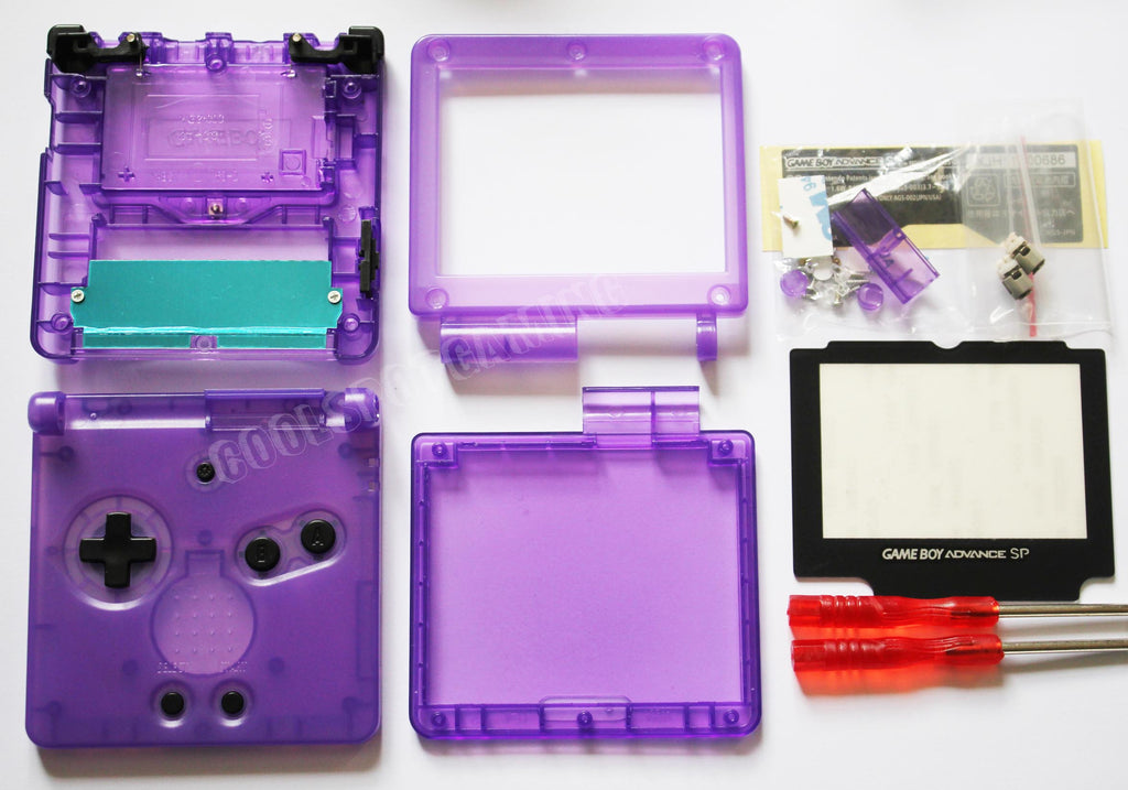 Game Boy Advance SP (GBA SP) Replacement Housing Shell Kit Clear