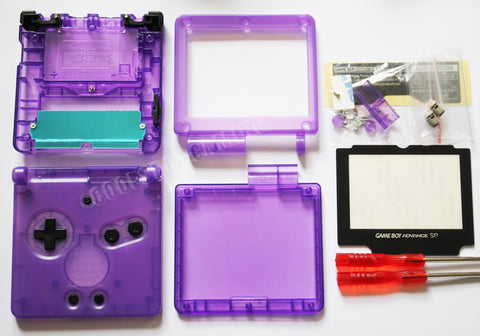 Game Boy Advance SP (GBA SP) Replacement Housing Shell Kit - Clear Purple