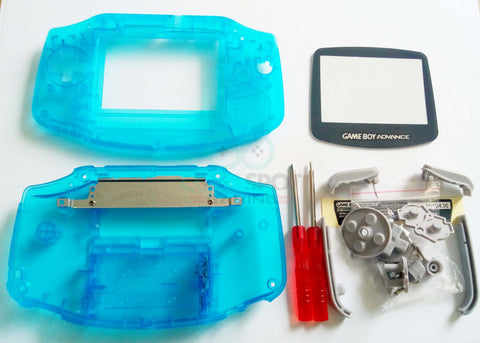 Game Boy Advance (GBA) Complete Replacement Housing Kit - Clear Electric Blue