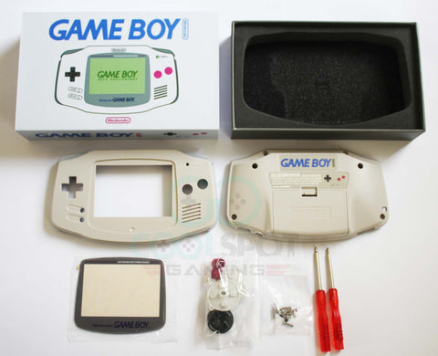 Game Boy Advance (GBA) Complete Housing Shell Kit & Presentation Box *IPS Ready* - Classic DMG Style