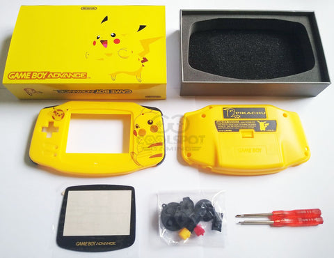 Game Boy Advance (GBA) Complete Housing Shell Kit & Presentation Box *IPS Ready* - Pikachu