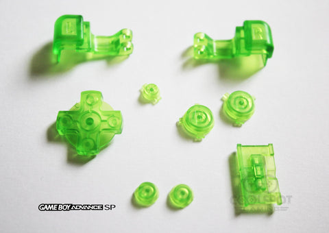 Game Boy Advance SP (GBA SP) Replacement Full Button Kit - Clear Green
