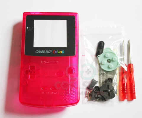 Game Boy Colour Replacement Housing Shell Kit - Clear Pink/Red