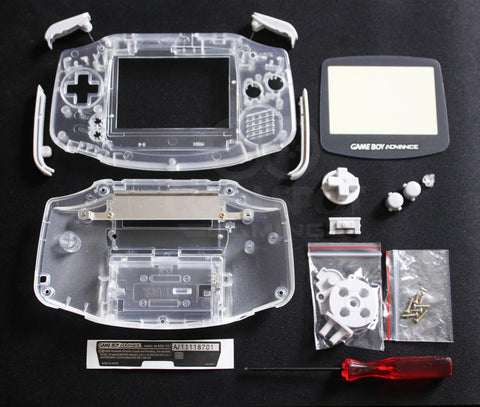 Game Boy Advance (GBA) Complete Replacement Housing Kit - Clear Transparent