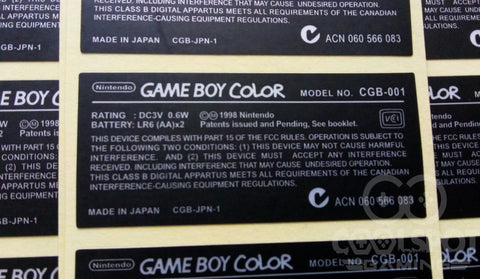 Game Boy Colour Replacement Reverse Sticker