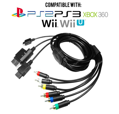 Universal Multi RGB AV Component Cable for PS1/PS2/PS3/Wii/Wii U/Xbox 360