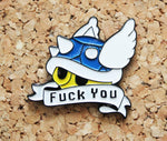 Mario Kart Fuck-you Blue 'Spiny' Turtle Shell Pin Badge