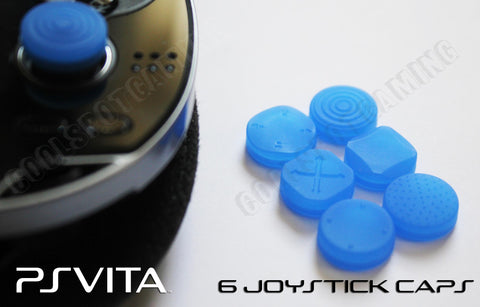 PS Vita 1000/2000 Textured Analog Joystick Caps - Set of 6 - Blue