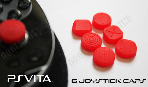 PS Vita 1000/2000 Textured Analog Joystick Caps - Set of 6 - Red