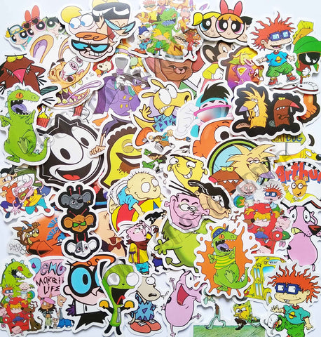 Retro 90's Cartoon Sticker Set - 50 stickers