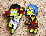 Simpsons Street Fighter Cross Over - Bart/Ryu & Milhouse/Ken - Pin Badge Set