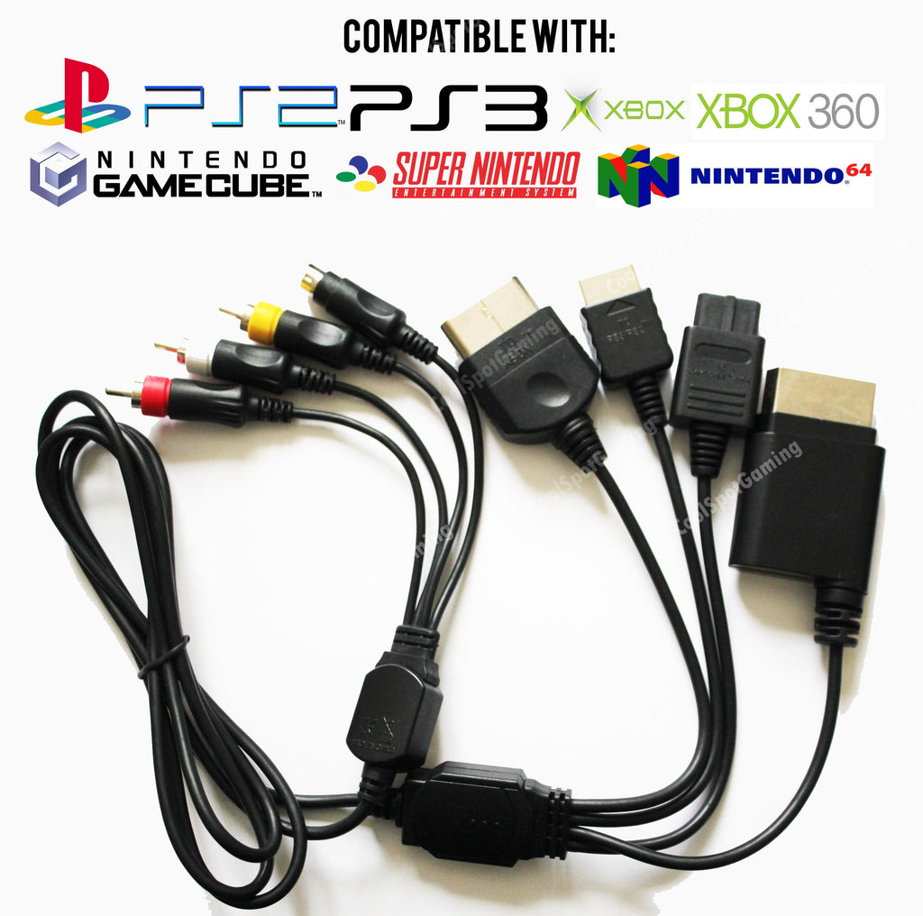 Universal Multi AV S-Video Cable for PS1/PS2/PS3/GameCube/SNES
