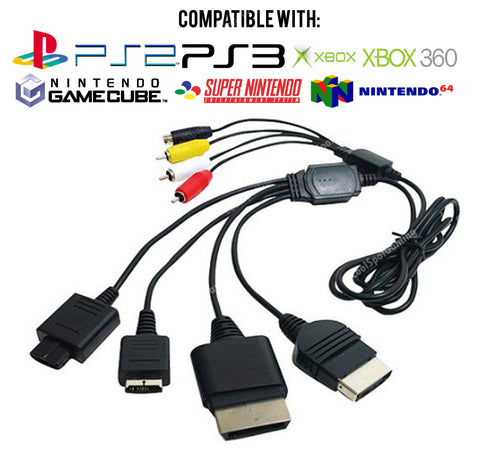 Ps2 Multi Out Universal Multi AV & S-Video Cable for PS1/PS2/PS3/GameCube/SNES/N64/X ...