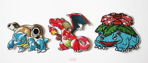 Blastoise, Charizard & Venusaur (First Gen Trio!) Pokemon Embroidery Patch Set-Embroidery Patch-Cool Spot's Gaming Emporium-Cool Spot Gaming